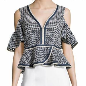 Nanette Lepore Hi Seas Cold Shoulder Eyelet Top